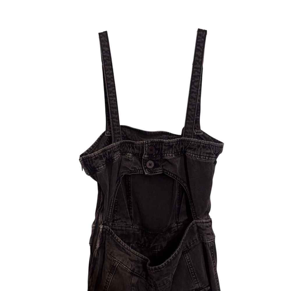 Free People X-Small Gray Black Go West Utility Jumpsuit Boho Belted Open Back - Picture 8 of 14